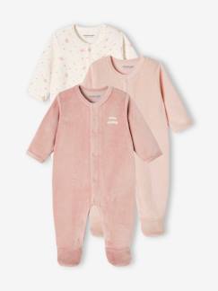 -Lot de 3 pyjamas bébé mixte en velours ouverture naissance