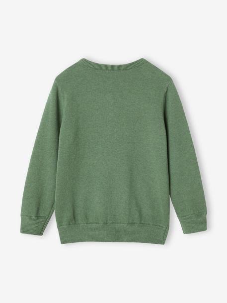 Pull garçon col tunisien vert chiné - vertbaudet enfant 