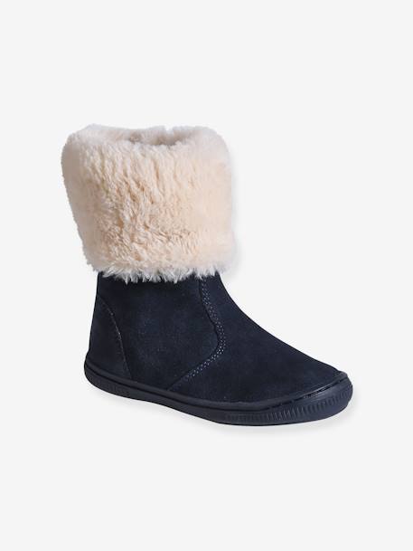 Boots montantes fausse fourrure fille marine - vertbaudet enfant 