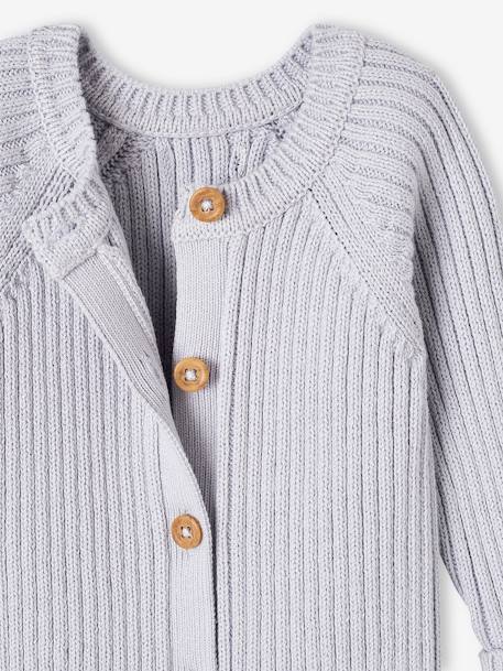 Ensemble bébé combinaison et bonnet à oreilles en tricot bleu pâle - vertbaudet enfant 