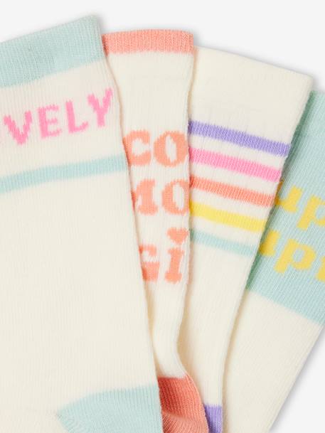 Lot de 4 paires de chaussettes fille écru - vertbaudet enfant 