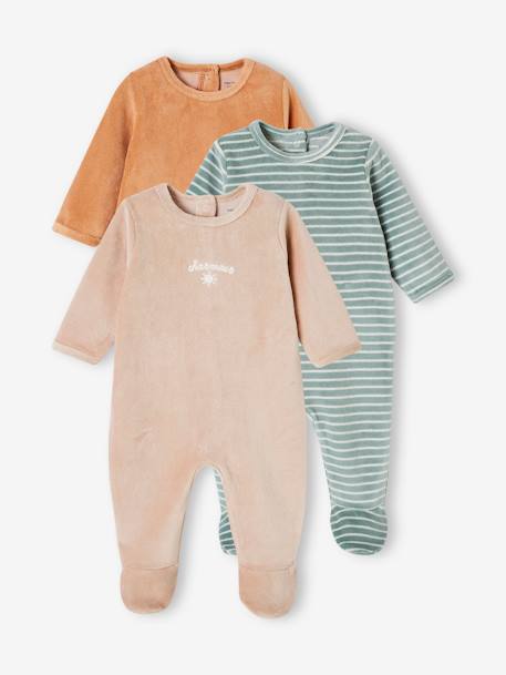 Bébé-Lot de 3 pyjamas bébé mixtes en velours