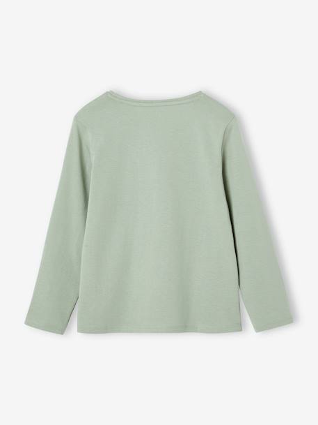 Tee-shirt à message fille beige poudré+vert de gris - vertbaudet enfant 