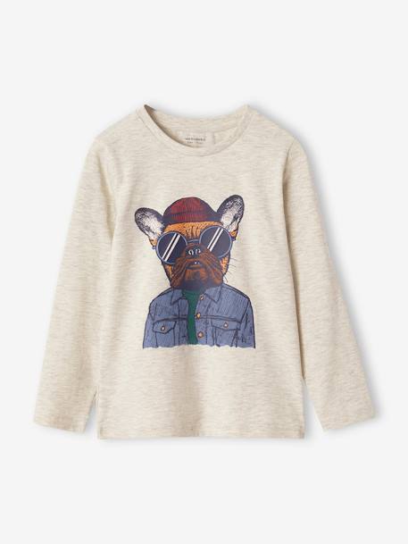 T-shirt imprimé garçon anthracite+blanc chiné+bleu canard+jaune+noix de pécan - vertbaudet enfant 