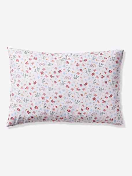 Parure housse de couette et taie d'oreiller RAINBOW FLOWERS avec coton recyclé blanc imprimé - vertbaudet enfant 