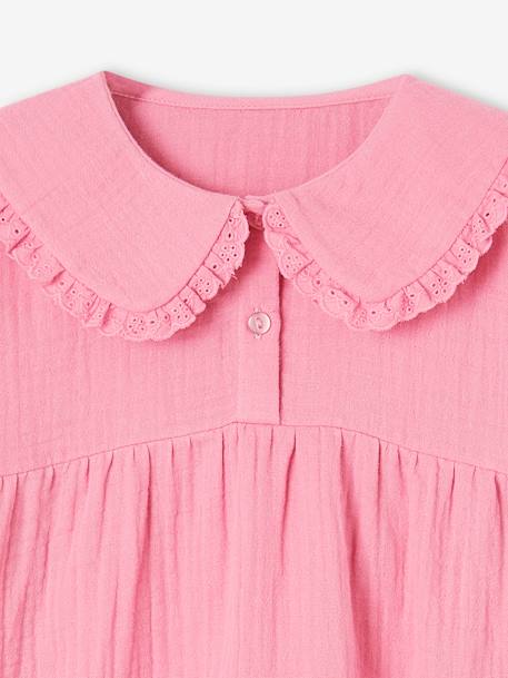 Blouse en gaze col Claudine fantaisie fille vieux rose - vertbaudet enfant 