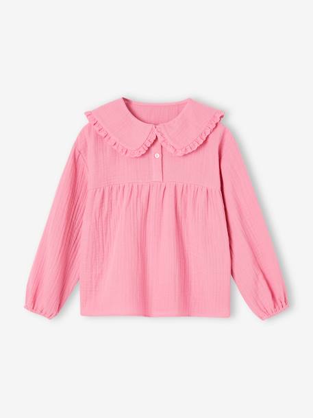 Blouse en gaze col Claudine fantaisie fille vieux rose - vertbaudet enfant 
