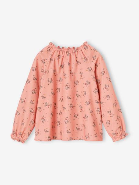 Blouse à fleurs en velours milleraies fille anthracite+rose poudré - vertbaudet enfant 