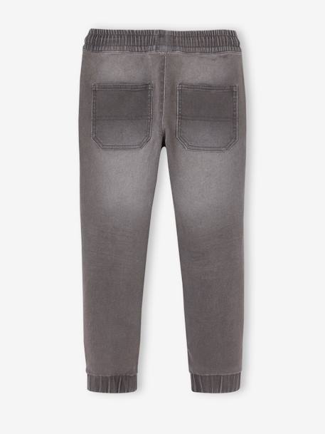 Pantalon jogger en denim effet molleton facile à enfiler garçon denim gris+stone - vertbaudet enfant 