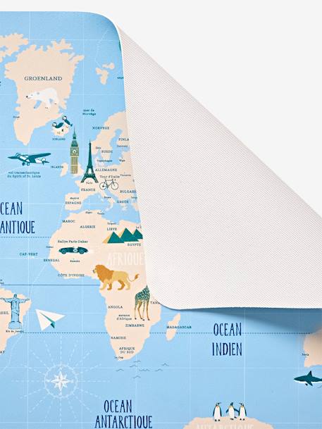 Sous Main Wereldkaart blauw, bedrukt - vertbaudet enfant 