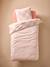 Parure housse de couette + taie oreiller enfant DAMIER GOOD VIBES, avec coton recyclé carreaux rose - vertbaudet enfant 