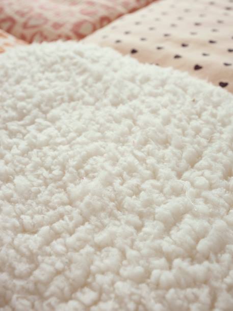 Tapis de sol / Fond de parc patchwork coton et sherpa LOVELY LÉO rose imprimé - vertbaudet enfant 