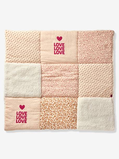Tapis de sol / Fond de parc patchwork coton et sherpa LOVELY LÉO rose imprimé - vertbaudet enfant 