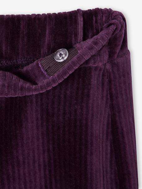 Wijde, fluwelen broek voor meisjes antraciet+bruin+pruim - vertbaudet enfant 