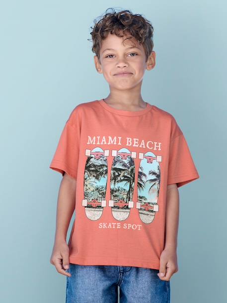 Tee-shirt photoprint garçon corail - vertbaudet enfant 