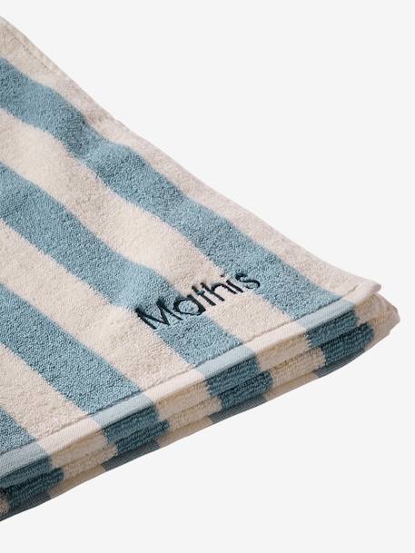 Serviette de bain rayée TRANSAT personnalisable, avec coton recyclé rayé bleu+rayé rose - vertbaudet enfant 