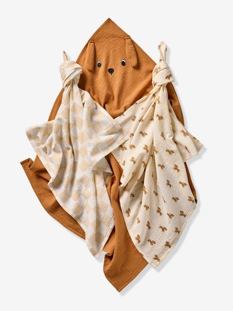 Lot de 3 langes en gaze de coton ACHILLE lot beige - vertbaudet enfant 