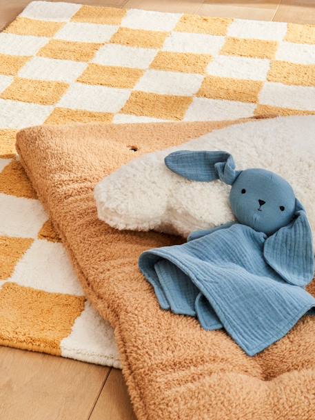 Doudou en gaze de coton personnalisable et sa valisette bleu+ocre+rose - vertbaudet enfant 