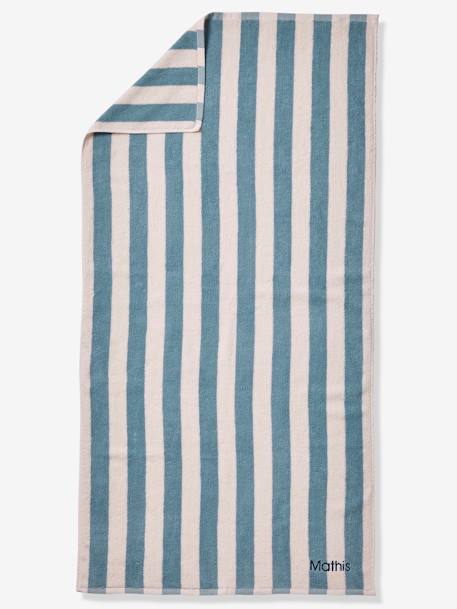 Serviette de bain rayée TRANSAT personnalisable, avec coton recyclé rayé bleu+rayé rose - vertbaudet enfant 