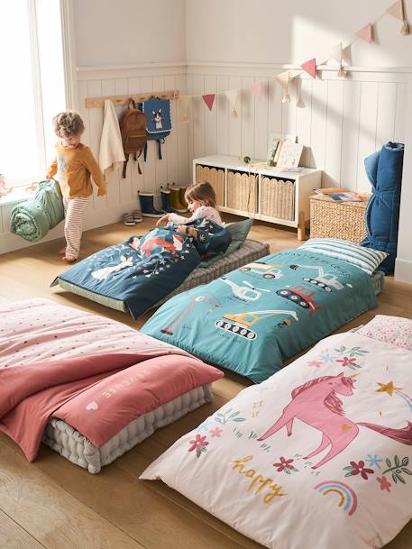 Couchage de sieste maternelle MINIDODO bleu imprimé+rose imprimé+vert imprimé - vertbaudet enfant 