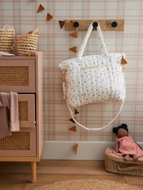 Sac à langer en gaze de coton Plume beige imprimé+blanc imprimé+IVOIRE IMPRIME+ivoire végétal+vanille - vertbaudet enfant 