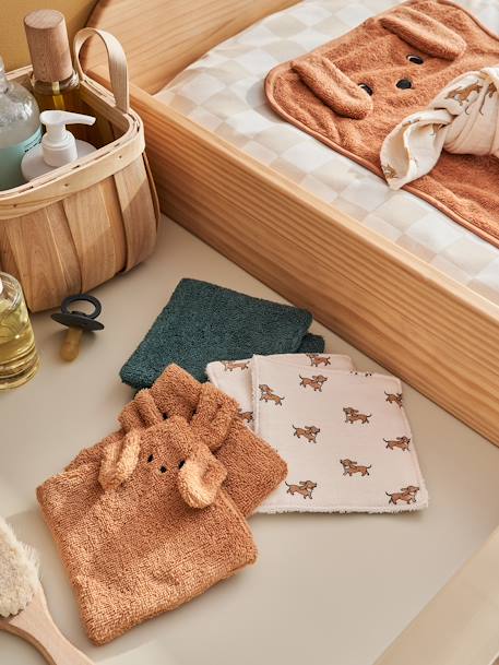 Lot 6 lingettes lavables bleu grisé+moka+noisette - vertbaudet enfant 