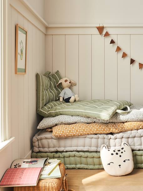 Matelas de sol imprimé avec poignées vert sauge - vertbaudet enfant 