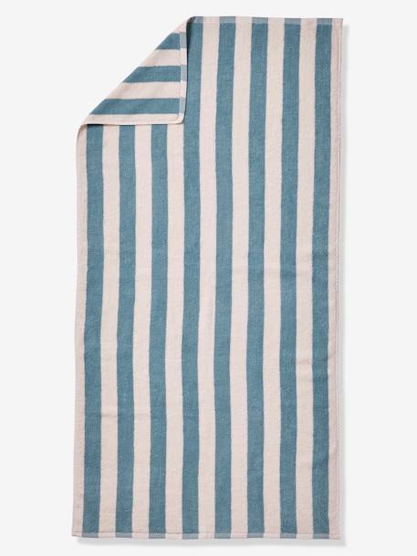 Serviette de bain rayée TRANSAT personnalisable, avec coton recyclé rayé bleu+rayé rose - vertbaudet enfant 