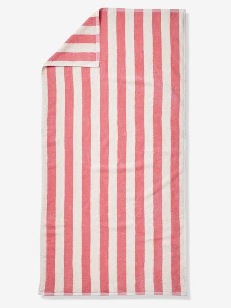 Serviette de bain rayée TRANSAT personnalisable, avec coton recyclé rayé bleu+rayé rose - vertbaudet enfant 