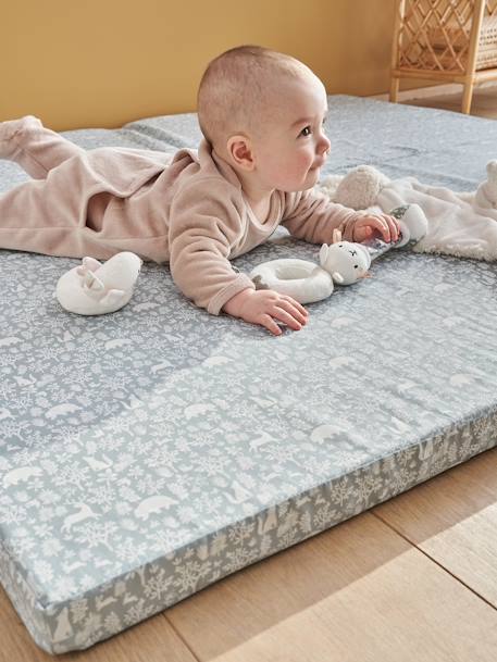 Tapis de motricité pliable et déhoussable beige+jaune+vert sauge - vertbaudet enfant 