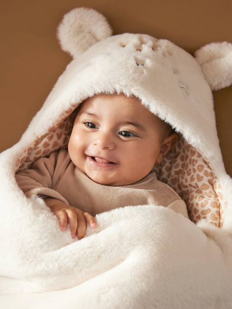 Nid d'ange transformable en tapis à langer peluche beige+beige imprimé+gris souris+kaki+rose imprimé - vertbaudet enfant 