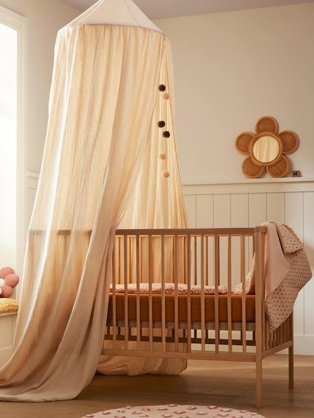 Katoengaas bedframe EAU DE ROSE beige poudré+kaneel+roze+saliegroen - vertbaudet enfant 