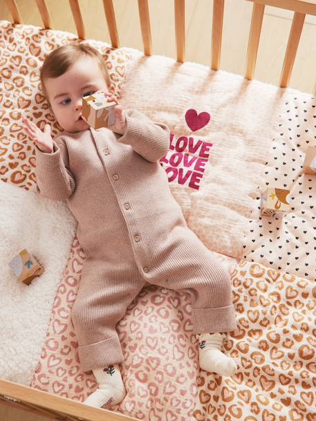 Tapis de sol / Fond de parc patchwork coton et sherpa LOVELY LÉO rose imprimé - vertbaudet enfant 