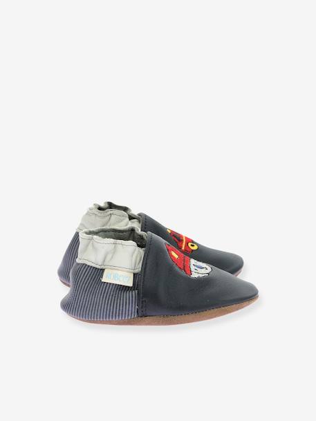 Chaussons cuir souple bébé Badge Fire 974780 - © marine - vertbaudet enfant 