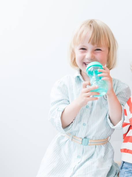 Mini Gobelet Easy grip avec anses 150 ml - pêche+vert - vertbaudet enfant 