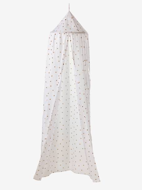 Ciel de lit en polyester imprimé coeur beige imprimé - vertbaudet enfant 