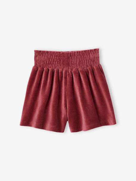 Short smocké en velours fille prune - vertbaudet enfant 
