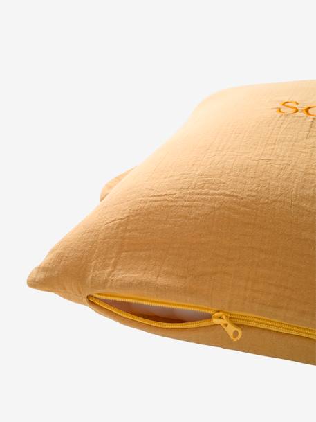 Coussin animal en gaze de coton personnalisable cannelle+rose+vert sauge - vertbaudet enfant 