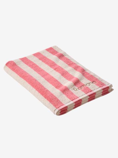 Serviette de bain rayée TRANSAT personnalisable, avec coton recyclé rayé bleu+rayé rose - vertbaudet enfant 