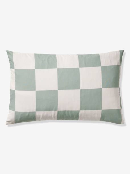 Parure housse de couette et taie d'oreiller carreaux vert - vertbaudet enfant 