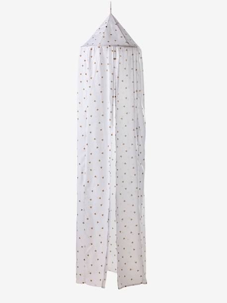 Ciel de lit en polyester imprimé coeur beige imprimé - vertbaudet enfant 