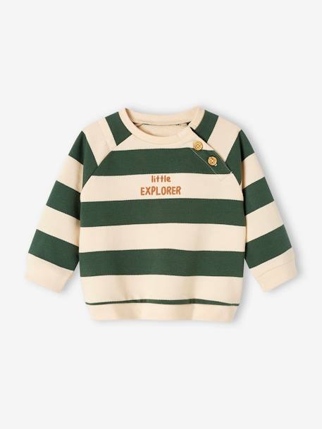 Sweat bébé en molleton caramel+rayé bleu+vert sapin - vertbaudet enfant 