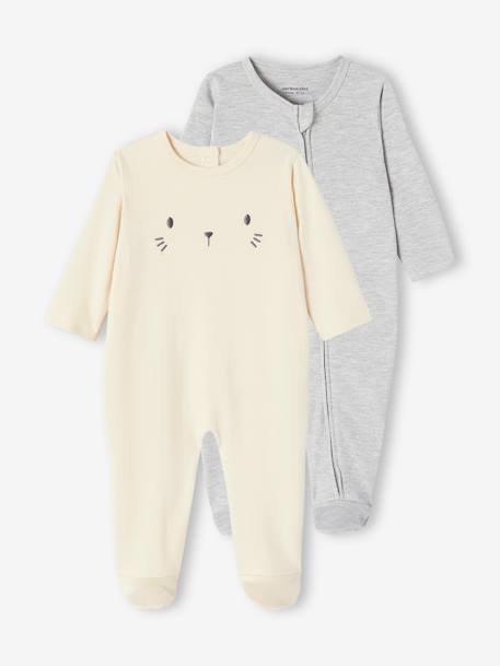 Bébé-Lot de 2 pyjamas bébé mixtes interlock ouverture zippée 