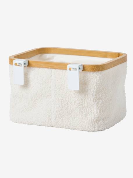 Panier de rangement en sherpa pour table à langer blanc - vertbaudet enfant 