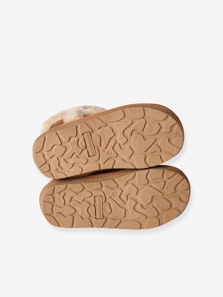 Boots enfant fille déperlantes synthétique fourrées zippées beige doré+marron - vertbaudet enfant 