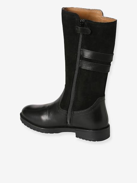 Bottes cavalières zippées cuir fille noir - vertbaudet enfant 
