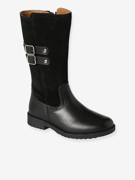 Bottes cavalières zippées cuir fille noir - vertbaudet enfant 