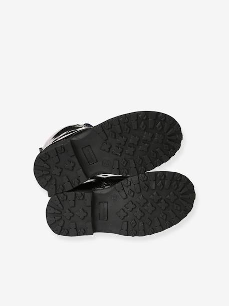 Boots enfant fille vernies synthétique zippées bronze+lot noir+noir+noir imprimé - vertbaudet enfant 