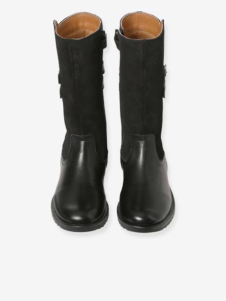 Bottes cavalières zippées cuir fille noir - vertbaudet enfant 