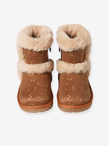Boots enfant fille fourrées zippées marron - vertbaudet enfant 